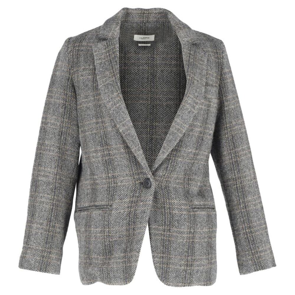Isabel Marant Etoile Charly Herringbone Blazer in Grey Wool